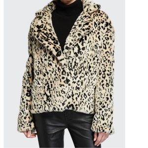 Diane von Furstenburg DVF Jordan Faux Fur Jacket black leopard ladies Small